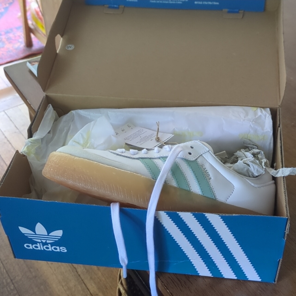 Adidas Originals White and Blue Sneakers